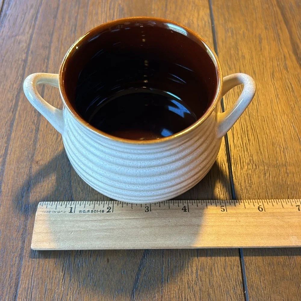 CRATE & BARREL Brunswick Set of 2 Stoneware Soup Chili Bowl Mini Crocks
